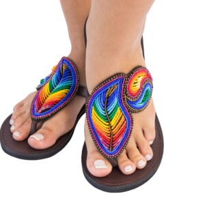 rainbow step Beaded Sandals