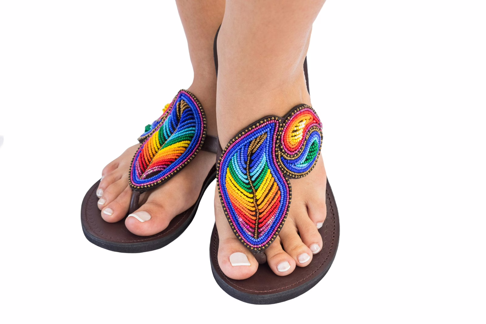 rainbow step Beaded Sandals