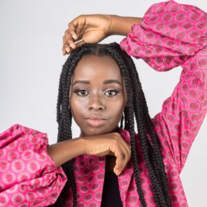 lantern sleeve pink print jacket