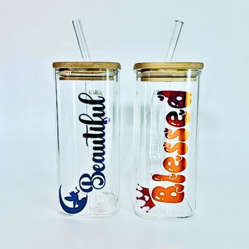 Custom Square Affirmation Libbey Glasses-2 Piece - Image 2
