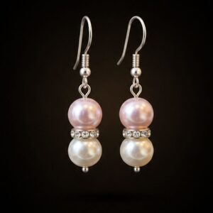 Willow Blush: Pink and White Shell Pearl Earrings
